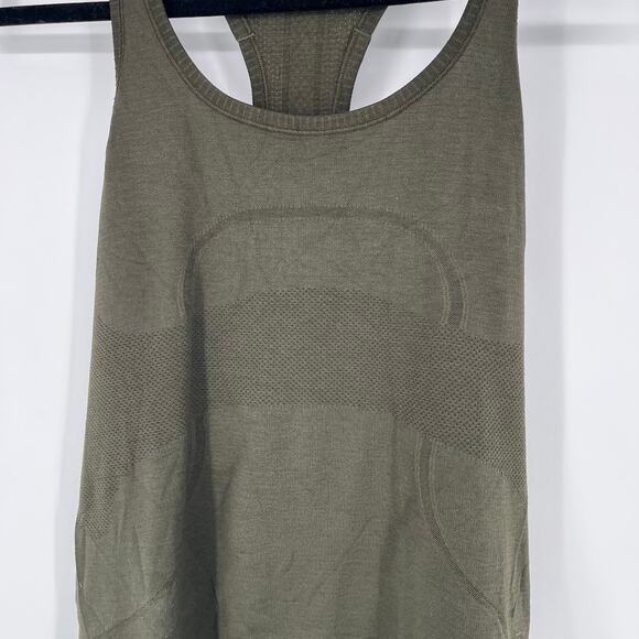 Lululemon Swifly Tech Army Green Tank Women's Size 10 - Picture 5 of 7